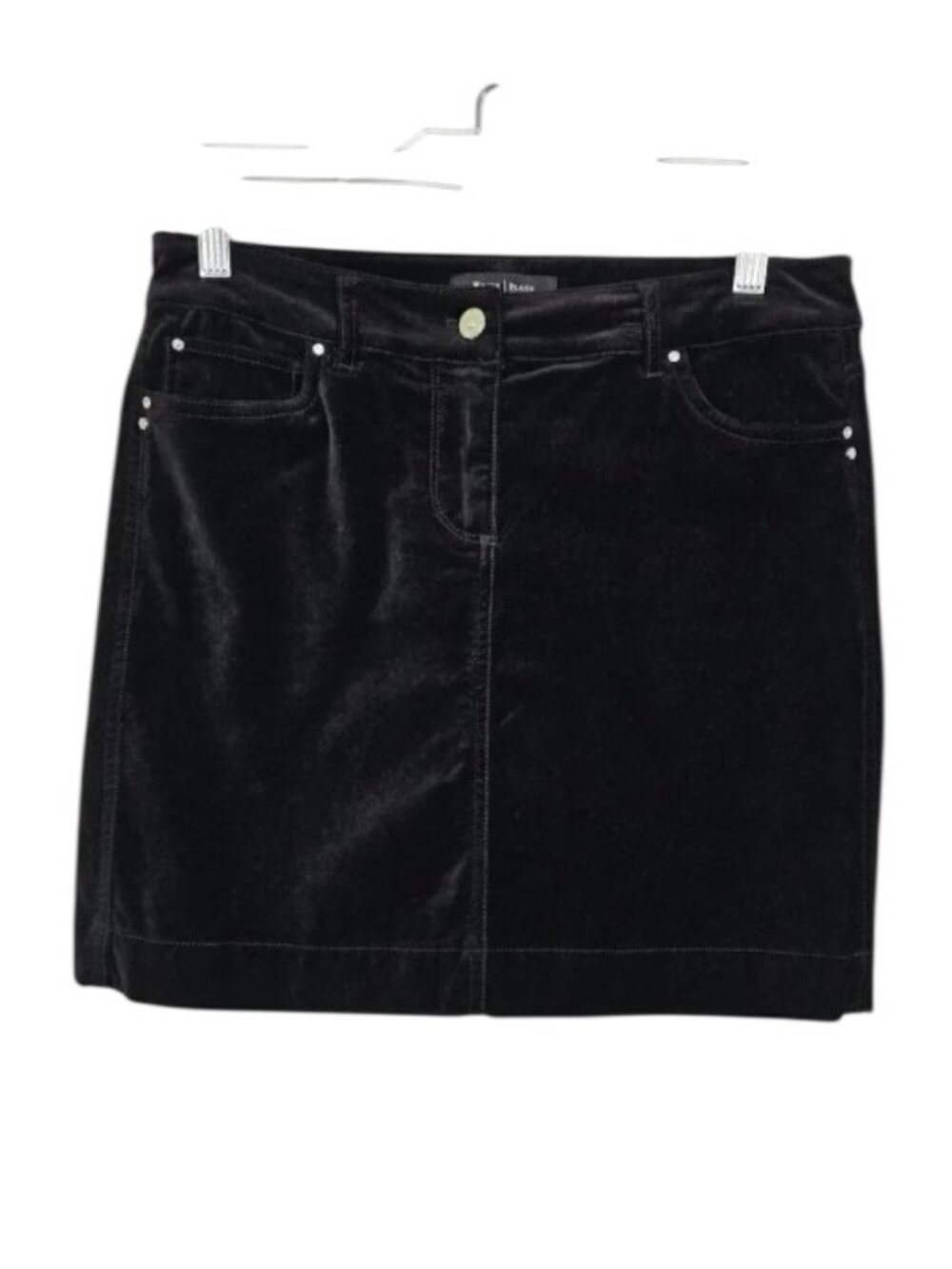 WHITE HOUSE BLACK MARKET Velvet Skirt size 0 XS BLACK Rhinestones Classic Retro
